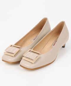 BARCLAY / バークレー パンプス | クロコバックル スクエアトゥローヒールパンプス