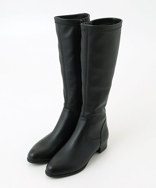 BARCLAY / バークレー ブーツ（ロング丈） | ストレッチレザーロングブーツ（ブラック）