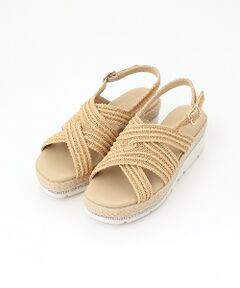 BARCLAY / バークレー サンダル | ビジューライン厚底ジュートサンダル