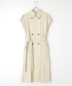 B DONNA / ビドンナ ベスト | コットン/リネン ヘリンボン　ロングジレ