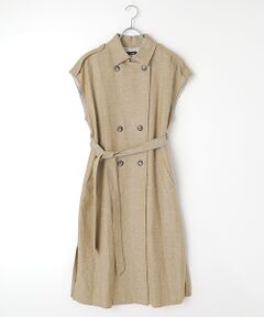 B DONNA / ビドンナ ベスト | コットン/リネン ヘリンボン　ロングジレ