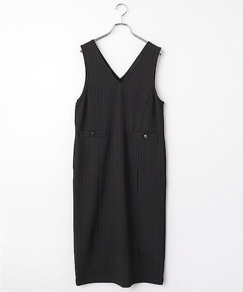 B DONNA / ビドンナ ロング・マキシ丈ワンピース | Worsfil 2way Stripe　ワンピース（ブラック）