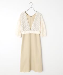 B DONNA / ビドンナ ロング・マキシ丈ワンピース | T/Cブロード　レースプルオーバー付きワンピース