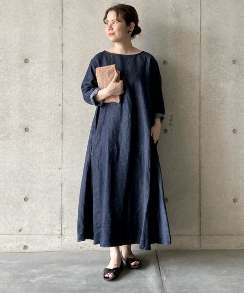 リネンデニムフレアワンピース ロング マキシ丈ワンピース Beardsley ビアズリー ファッション通販 タカシマヤファッションスクエア