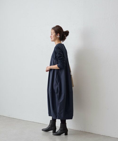 ワンピース　ガーリー　ネイビー 2サイズ展開》マルワンピ （ロング・マキシ丈ワンピース