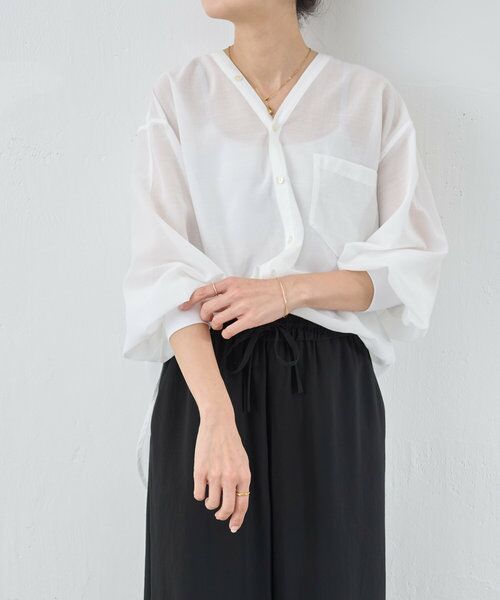 BEARDSLEY / ビアズリー シャツ・ブラウス | 《近日予約開始》シアーカラーレスシャツ | 詳細28