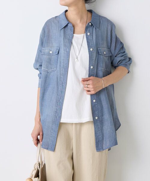 BEARDSLEY｜シフォンデニムシャツ | Rakuten Fashion(楽天