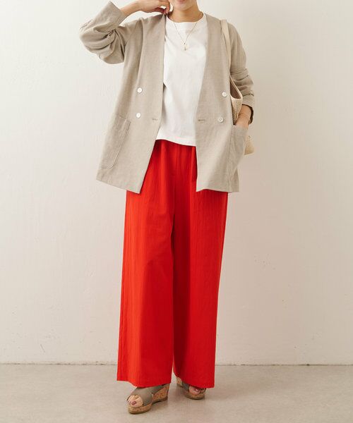 BEARDSLEY ビアズリー【S】ストレッチパンツ ウエストゴム ベージュ セール】コットンストレッチウエストリブパンツ（その他パンツ