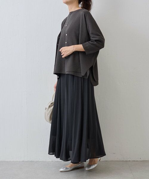 BEARDSLEY ビアズリー　サラッとカーディガン　七分袖 ブラック BEARDSLEY カーディガン サラッとカーディガン レディース