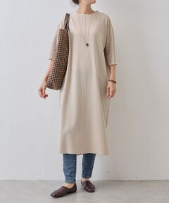 BEARDSLEY Vネックニットワンピース グレー ビアズリー 長袖 ロング