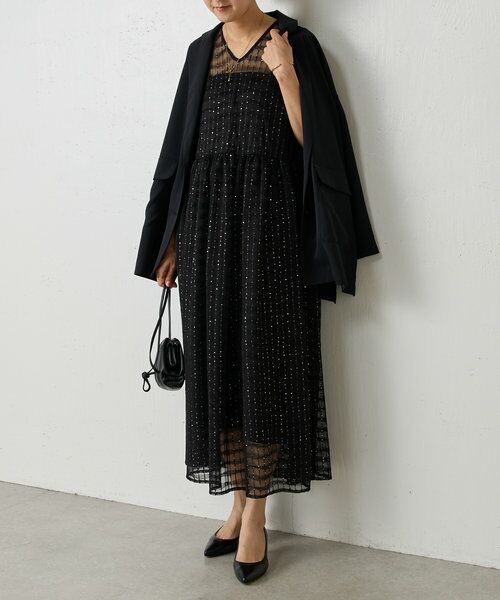 BEARDSLEY/ビアズリー ラメチュールギャザーワンピース ブラック F BEARDSLEY/ビアズリー ラメチュールギャザーワンピース ブラック F