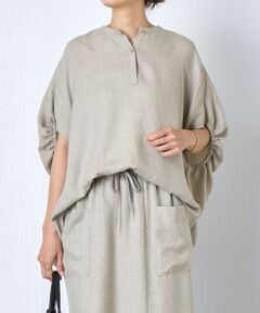 麻調合繊ボリュームブラウス