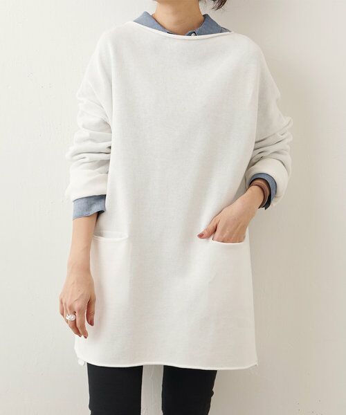 BEARDSLEY/ビアズリー ドライコットンニットチュニック ホワイト F BEARDSLEY/ビアズリー ドライコットンニットチュニック ホワイト F