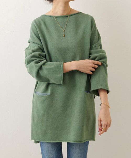 BEARDSLEY/ビアズリー ドライコットンニットチュニック グリーン F BEARDSLEY/ビアズリー ドライコットンニットチュニック グリーン F