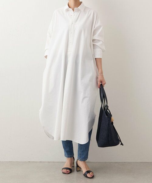 BEARDSLEY/ビアズリー ドライオックスシャツワンピース ホワイト F BEARDSLEY/ビアズリー ドライオックスシャツワンピース ホワイト F