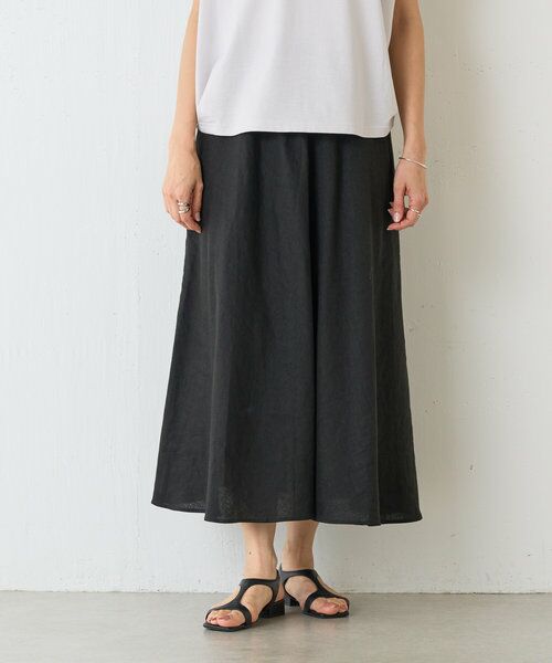 ビアズリーリネンスカート ビアズリー BEARDSLEY リネンフレアースカート （black