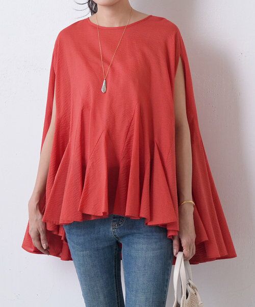 BEARDSLEY/ビアズリー 花びらポンチョブラウス レッド F BEARDSLEY/ビアズリー 花びらポンチョブラウス レッド F