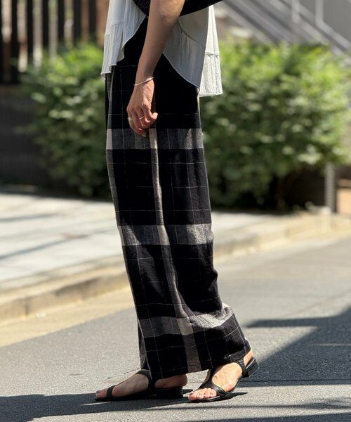 セール】 ワッフルチェックウエストリブパンツ （その他パンツ