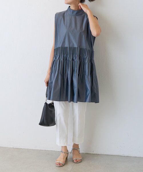 グラデーションギャザーブラウス カディ・グラデーションボーダー・セルビッチギャザーブラウス