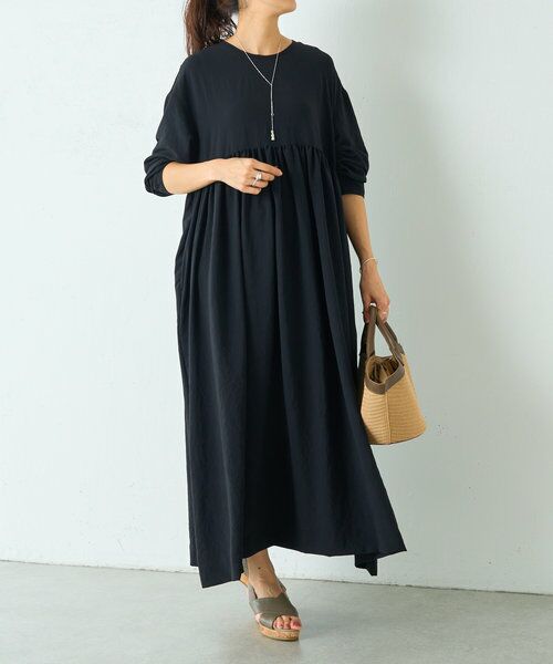 BEARDSLEY/ビアズリー ストレッチジョーゼットギャザーワンピース ブラック F BEARDSLEY/ビアズリー ストレッチジョーゼットギャザーワンピース ブラック F