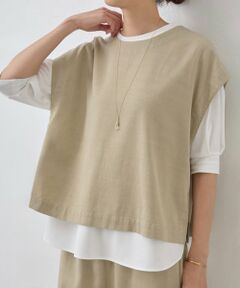 美品 ビアズリー 切手柄プリントドッキングデニムシャツ 切替ブラウス ワイド シャツ ブラウス レディース 春秋 ドッキングブラウス 長袖 半端
