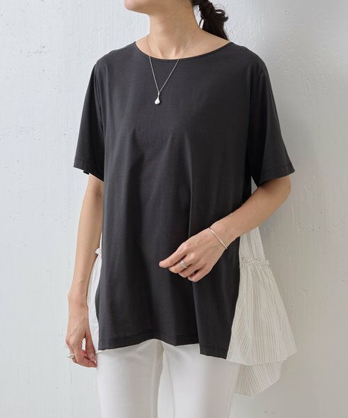 セール】 マルウェーブギャザーコンビTee （Tシャツ