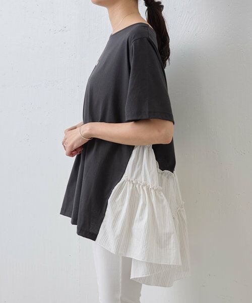 セール】 マルウェーブギャザーコンビTee （Tシャツ
