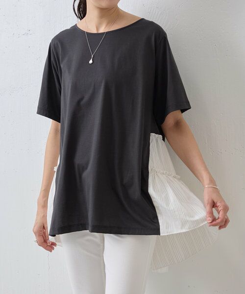 BEARDSLEY 袖ギャザーシアーTee F ブラック BEARDSLEY(ビアズリー) 袖ギャザーシアーTee ブラック18700円