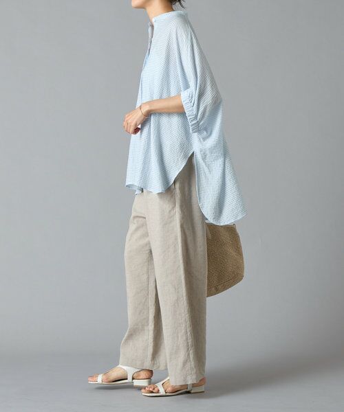 BEARDSLEY エコポリギンガムシアーブラウス 新品 未使用 BEARDSLEY ビアズリー エコポリギンガムシアー