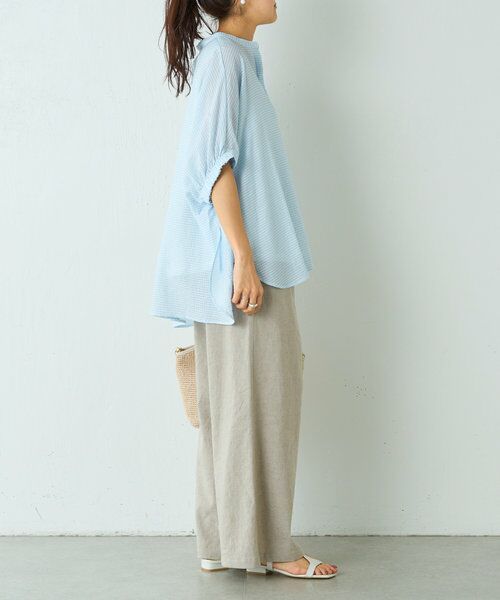 アグネスノーデンホルツ AGNES NORDENHOLZ 半袖チェックブラウス ホワイト×グリーン サイズ：S シアーチェックブラウス （シャツ・ブラウス）｜BEARDSLEY