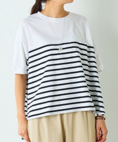 こちらの商品は 9月30日(火)頃までの販売予定となっております。<br />ご検討中の方は、ぜひお早めにお求めください。<br /><br />■アイテム<br />ストレスフリーに着られるドルマンTシャツ。<br />特徴的な切り替えデザインが、着こなしにこなれ感をプラス。<br />程よくゆとりのあるシルエットが体のラインを拾わず、リラックスした着心地を実現します。<br />前後差のあるデザインで細身のパンツからワイドボトムまで相性抜群。<br />カジュアルに着まわせるデイリーユースにぴったりな一枚です。<br /><br />▼おすすめスタイリングアイテム<br />コットンウエストリブパンツ<br />コットンパギンス<br /><br />■素材・洗濯表示<br />素材：コットン100％<br />洗濯表示：手洗い可<br /><br />※着用時・洗濯時は、必ず取扱い表示・タグをご確認の上、お取り扱い下さい。<br /><br />---------------------------<br />伸縮性：あり<br />光沢：なし<br />厚み：ふつう<br />透け感：ややあり<br />裏地：なし<br />ポケット：あり<br />ファスナー：なし<br />---------------------------<br /><br /><br /><br />《お取り扱い上のご注意》<br />・タンブル乾燥不可<br />《予約商品について》<br />・サンプルの為、素材情報、洗濯表示については企画段階の情報を記載しております。公的機関での試験データ結果を受け、量産にあたり混率や洗濯方法の変更が発生する場合がございますので、ご了承くださいませ。<br />・サンプルでの撮影、計測をしております。商品の仕様が一部変更になる場合がございます。<br />・撮影サンプル品はブランドタグがついておりません。製品にはタグがつきますので、製品の表に縫い糸が見える場合がございます。<br />・工場の生産の都合上、納期が変更になる場合がございます。検品や輸送の関係で、発送日が前後しますのでご了承ください。また、入荷状況により、お客様への発送が店頭販売より遅れる場合もございます。<br />・店頭に陳列していた商品も含まれる場合がございます。<br />《商品画像について》<br />ご覧頂いている商品の写真につきましては、できるだけ実物の色に近くなるように努めておりますが お使いの環境（モニター、ブラウザ等）の違いにより、色の見え方が実物と若干異なる場合がございます。 予めご了承ください。<br />《ハートをタップして商品のお気に入り登録》<br />登録カラーの商品の「残りわずか」「再入荷」「値下げ」通知を受け取ることができます。<br />各ショップアプリにてブランドフォロー 新商品などの入荷情報、最新のニュースやお得な情報を受け取ることができます。<BR>