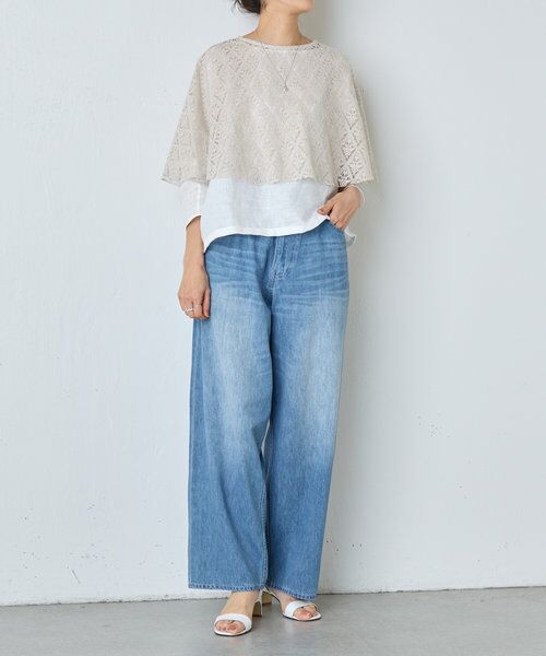 15 quinze》リネンレースポンチョ （シャツ・ブラウス