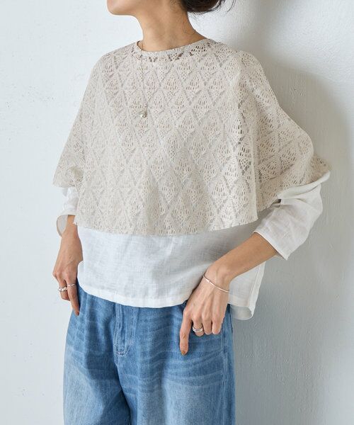 15 quinze》リネンレースポンチョ （シャツ・ブラウス