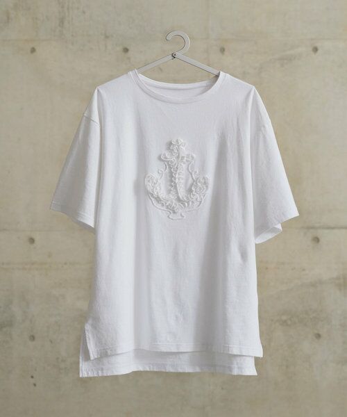BEARDSLEY/ビアズリー 《15 quinze》アンカー刺繍Tee ホワイト F BEARDSLEY/ビアズリー 《15 quinze》アンカー刺繍Tee ホワイト F
