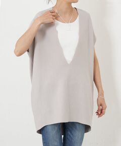 【美品】 ビアズリー Ｖネックニットチュニック 美品✨ビアズリー BIGチュニックニット Vネック ベスト ブラック