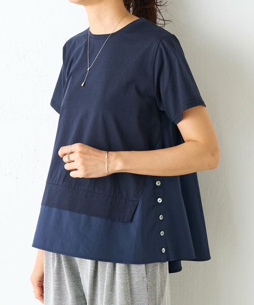 BEARDSLEY/ビアズリー レイヤード風カットソー ネイビー F BEARDSLEY/ビアズリー レイヤード風カットソー ネイビー F