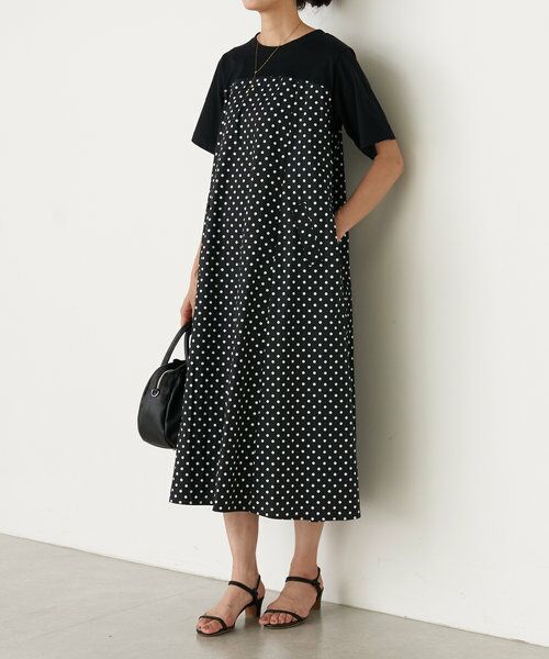 ワンピース BURBERRY10Y140cm カットコンビフレアワンピース(ドット) (ロング・マキシ丈