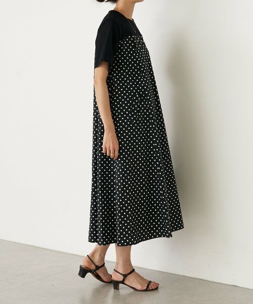 【美品】フロント開きドット柄フレアーワンピース 黒 87340999-C390-4658-953E-