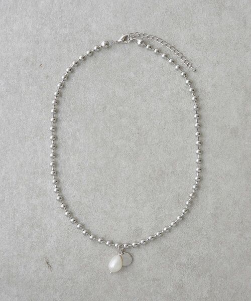 (^-^)/　　BEARDSLEY 粒パールアレンジネックレス セール】 パール×ボールチェーンネックレス （カチューシャ