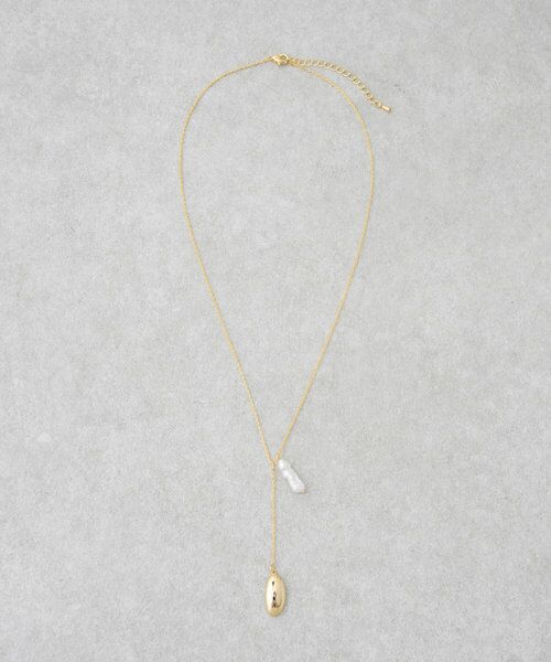BEARDSLEY/ビアズリー パール×オーバルプレートネックレス ゴールド FREE BEARDSLEY/ビアズリー パール×オーバルプレートネックレス ゴールド FREE