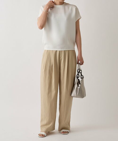 美品＊ビアズリー リネンコクーンブラウス F スミクロ ×白 ドット柄 洗える 美品＊ビアズリー リネンコクーンブラウス F スミクロ ×白