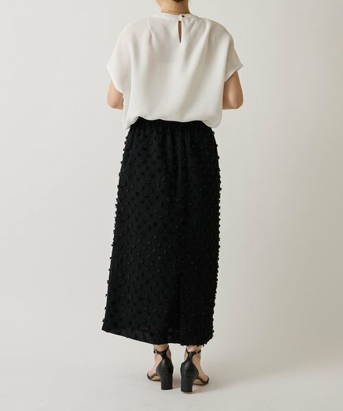 美品＊ビアズリー リネンコクーンブラウス F スミクロ ×白 ドット柄 洗える 美品＊ビアズリー リネンコクーンブラウス F スミクロ ×白