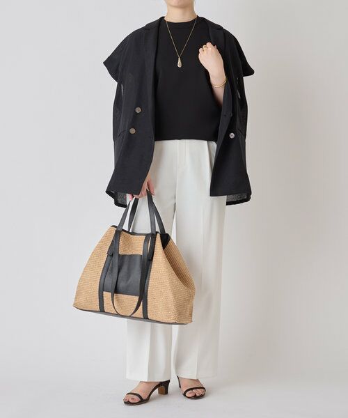 美品＊ビアズリー リネンコクーンブラウス F スミクロ ×白 ドット柄 洗える 美品＊ビアズリー リネンコクーンブラウス F スミクロ ×白