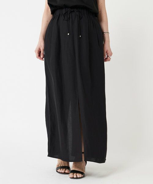 BEARDSLEY/ビアズリー 麻混ツイルスリットスカート ブラック F BEARDSLEY/ビアズリー 麻混ツイルスリットスカート ブラック F