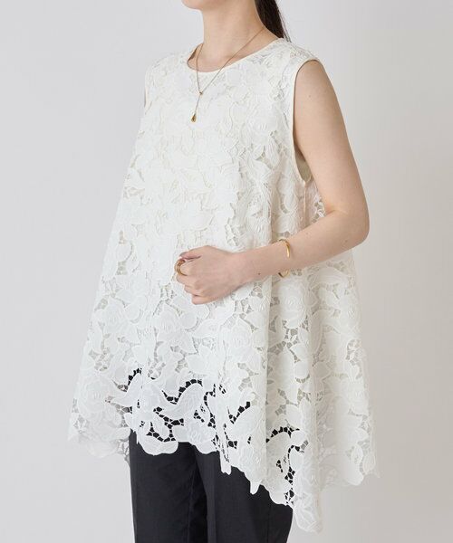 BEARDSLEY/ビアズリー 刺繍レースノースリブラウス ホワイト F BEARDSLEY/ビアズリー 刺繍レースノースリブラウス ホワイト F