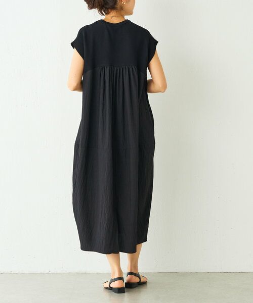 ビアズリー 麻 100% ロング ワンピース ビアズリー BEARDSLEY 麻麻調合繊ワイドシャツワンピース （navy