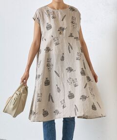 セール】 リネン前後ワンピース （ロング・マキシ丈ワンピース