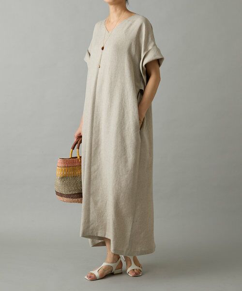 BEARDSLEY / ビアズリー ロング・マキシ丈ワンピース | 麻調合繊カフタンワンピース | 詳細1