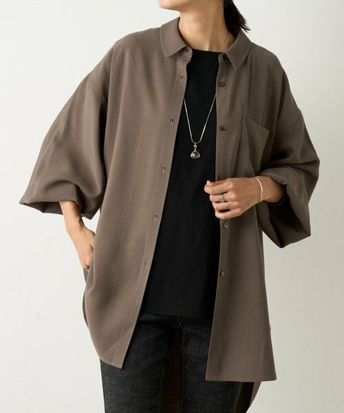 BEARDSLEY/ビアズリー 《FRIPIER》袖リブビッグシャツ ブラウン F BEARDSLEY/ビアズリー 《FRIPIER》袖リブビッグシャツ ブラウン F