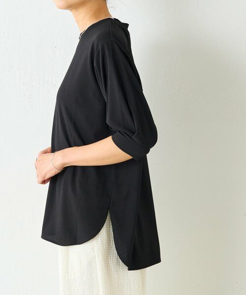 ビアズリー パール釦フレンチブラウス 黒 半袖 F BEARDSLEY